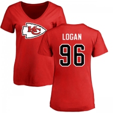 NFL Women's Nike Kansas City Chiefs #96 Bennie Logan Red Name & Number Logo Slim Fit T-Shirt