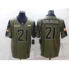 Men's Los Angeles Chargers #21 LaDainian Tomlinson Nike Olive 2021 Salute To Service Limited Player Jersey