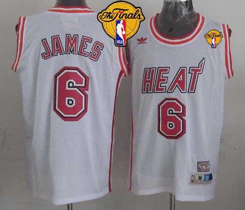Miami Heat #6 LeBron James White Swingman Throwback Finals Patch Stitched NBA Jersey