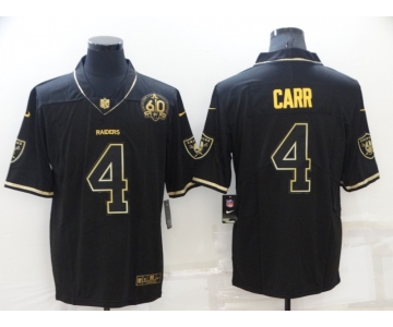 Men's Las Vegas Raiders #4 Derek Carr Black Golden Edition 60th Patch Stitched Nike Limited Jersey