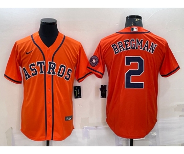 Men's Houston Astros #2 Alex Bregman Orange With Patch Stitched MLB Cool Base Nike Jersey