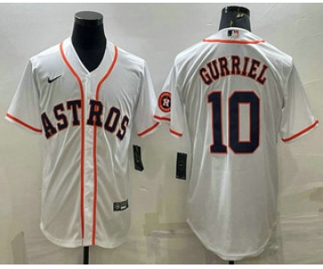 Men's Houston Astros #10 Yuli Gurriel White With Patch Stitched MLB Cool Base Nike Jersey