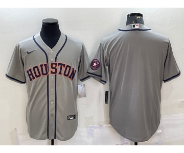 Men's Houston Astros Blank Grey With Patch Stitched MLB Cool Base Nike Jersey